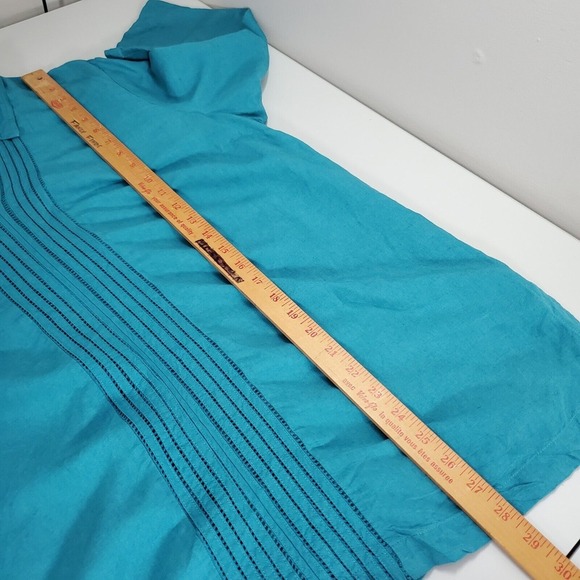 Soft Surroundings Women Linen Tunic Top Size XL 3/4 Sleeve‎ Vacation Beachy - Picture 12 of 13